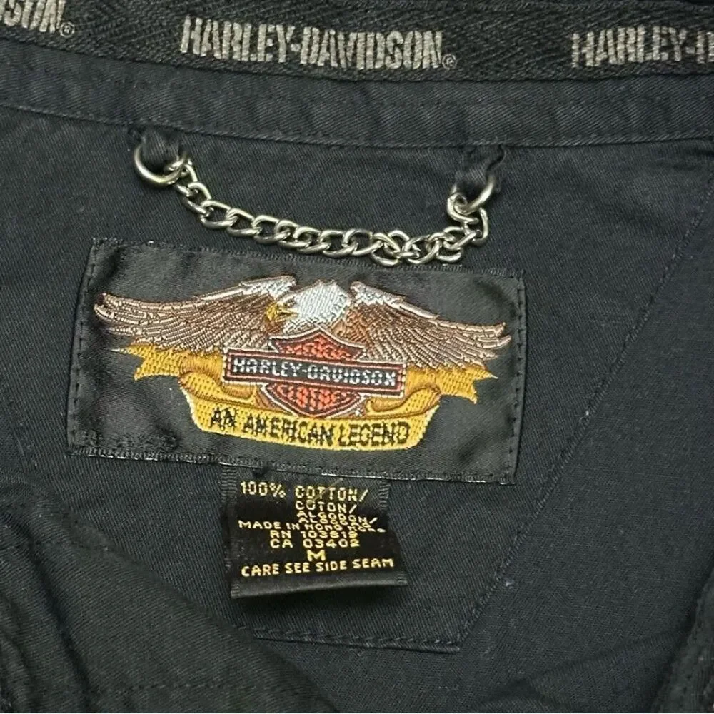 Harley-Davidson Black Lightweight Shirt Jacket with Iconic Eagle Design